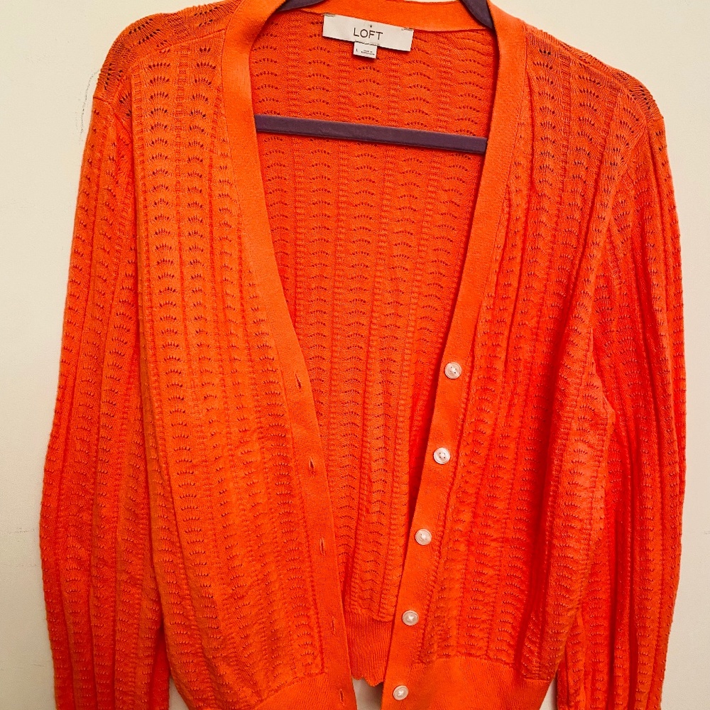 Ann Taylor Loft Orange Cardigan